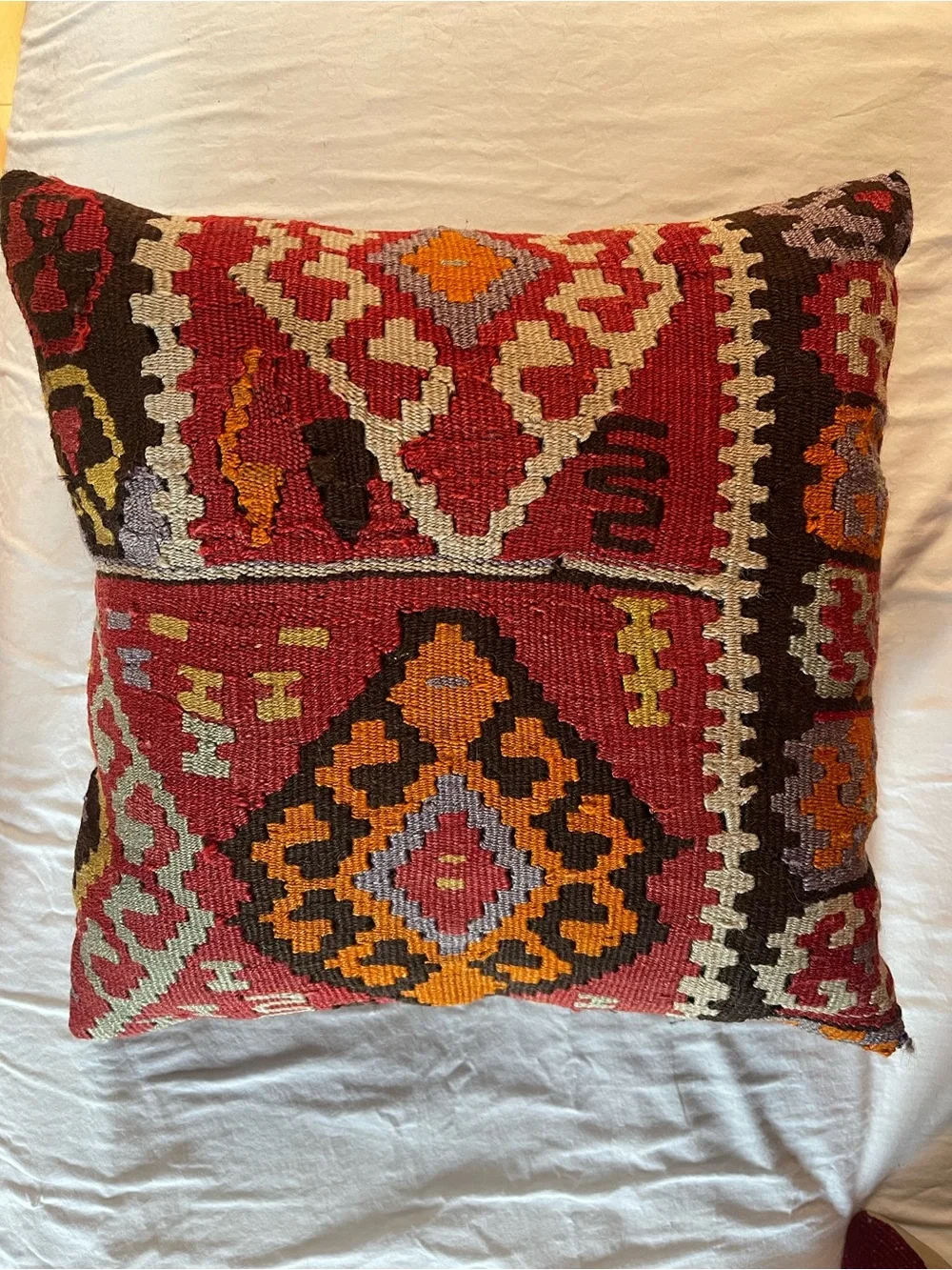 Handwoven Red Kilim Decorative Pillow Cover - Brand Unbranded